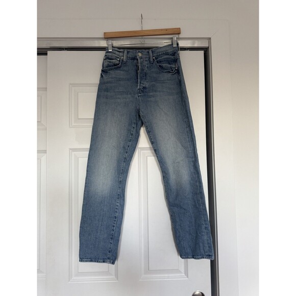 Mother Denim - Mother Womens 28 Blue Herbal Remedy High Waisted Hiker Hover Jeans Button Fly